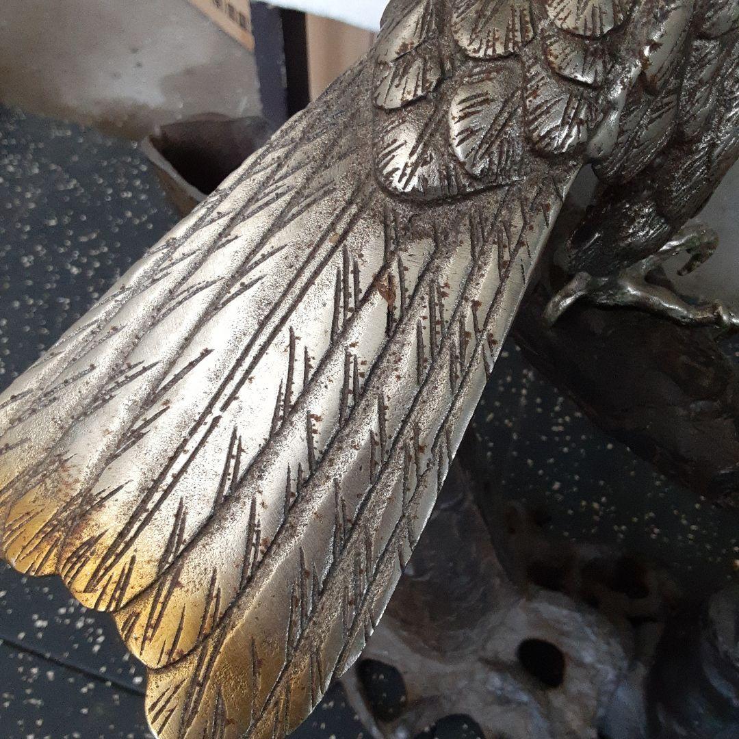 希少珍品　大きな鷲の銅製品置物　金シルバー