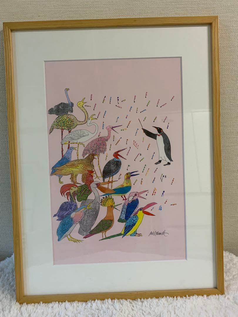 Milton Smith 鳥のイラスト★絵★額縁★名俳優★ノートのおまけ付き