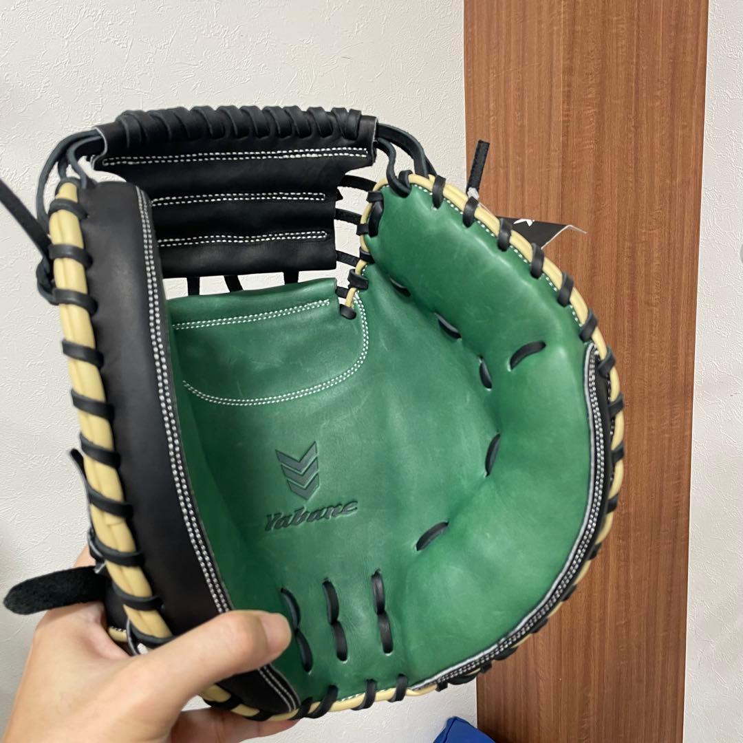 新品　美品　ヤバネ YABANE イージーキャッチャーミット 軟グローブ　黒　緑