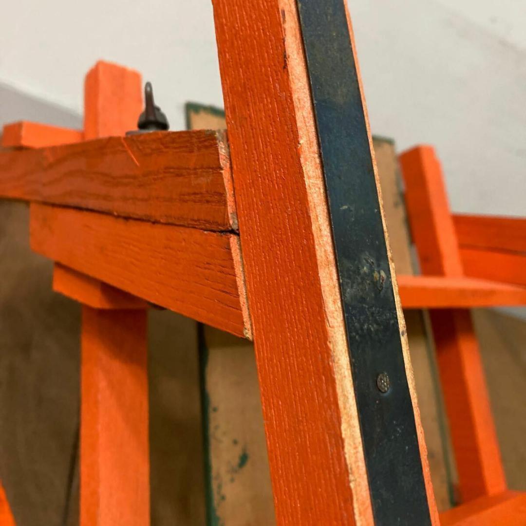 木製 手押し そり 昭和レトロ オレンジ10 曲げ木 犬ぞり 犬そりガーデニング