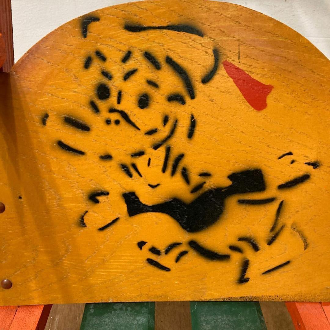 木製 手押し そり 昭和レトロ オレンジ10 曲げ木 犬ぞり 犬そりガーデニング