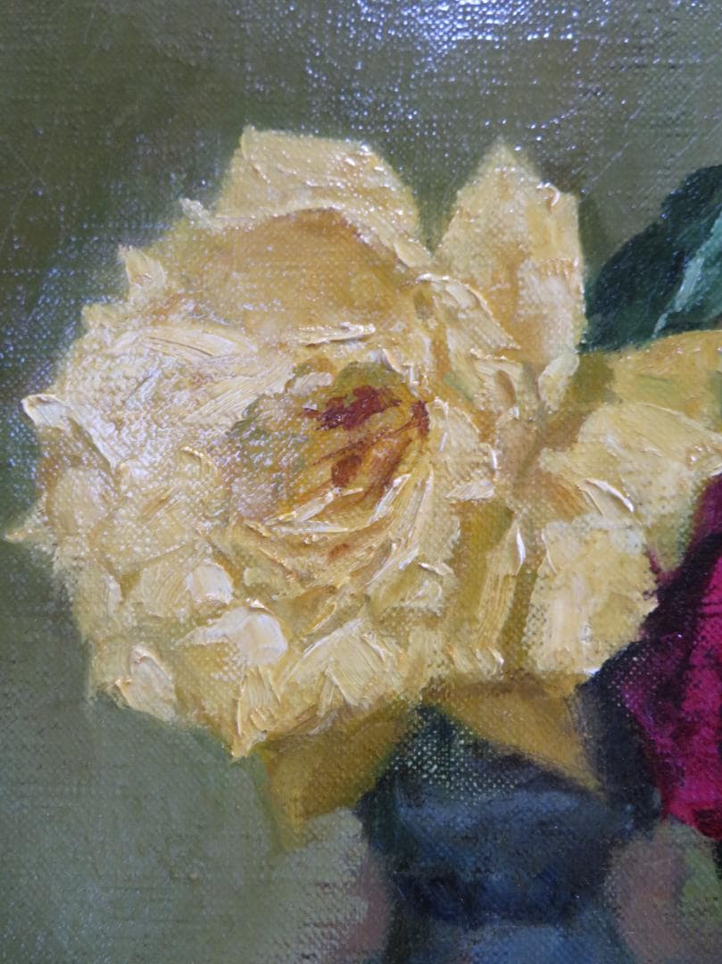 ◆石井光雄 「薔薇　ペルシャ壺」　F4号　日本自然派美術会委員　師：岡田三郎◆