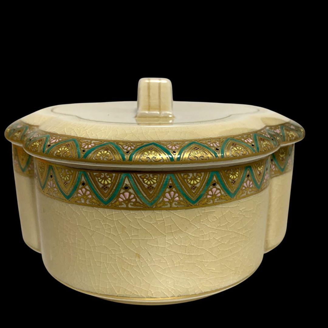 橋本陶正山 堀内宗完（兼中斎）書付 薩摩喰籠 茶道具 菓子器 共箱