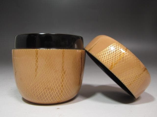 ☆　中村宗哲　白漆干し網蒔絵中棗　表千家十三代即中斎の花押がございます☆y546