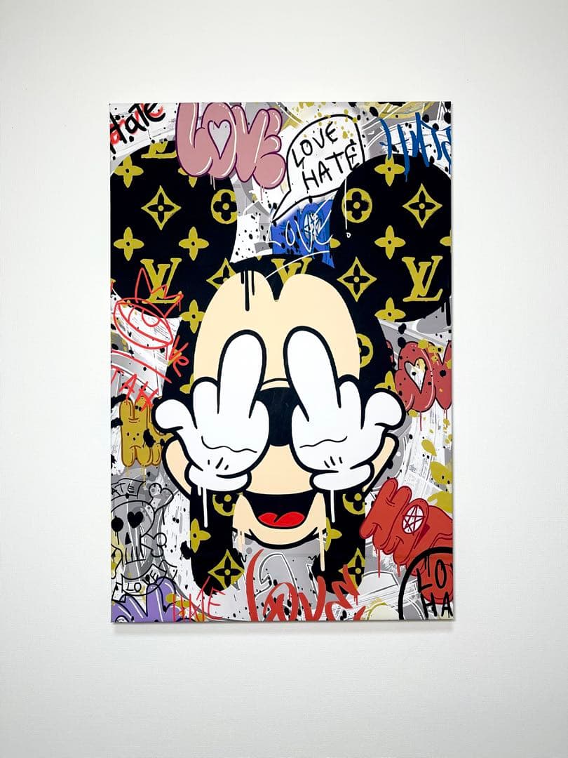 No.114木枠付きキャンバスアート　アートパネル　オマージュアート　バンクシー