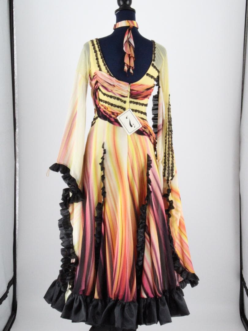 【未使用タグ付き 日本製 社交ダンス衣装】グラデーション サンヨシムラ ドレス