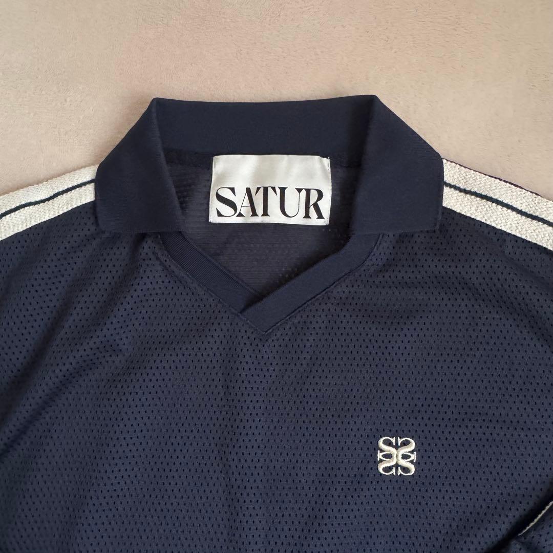 完売品‼️SATUR ロザンメッシュフットボールシャツネイビー M