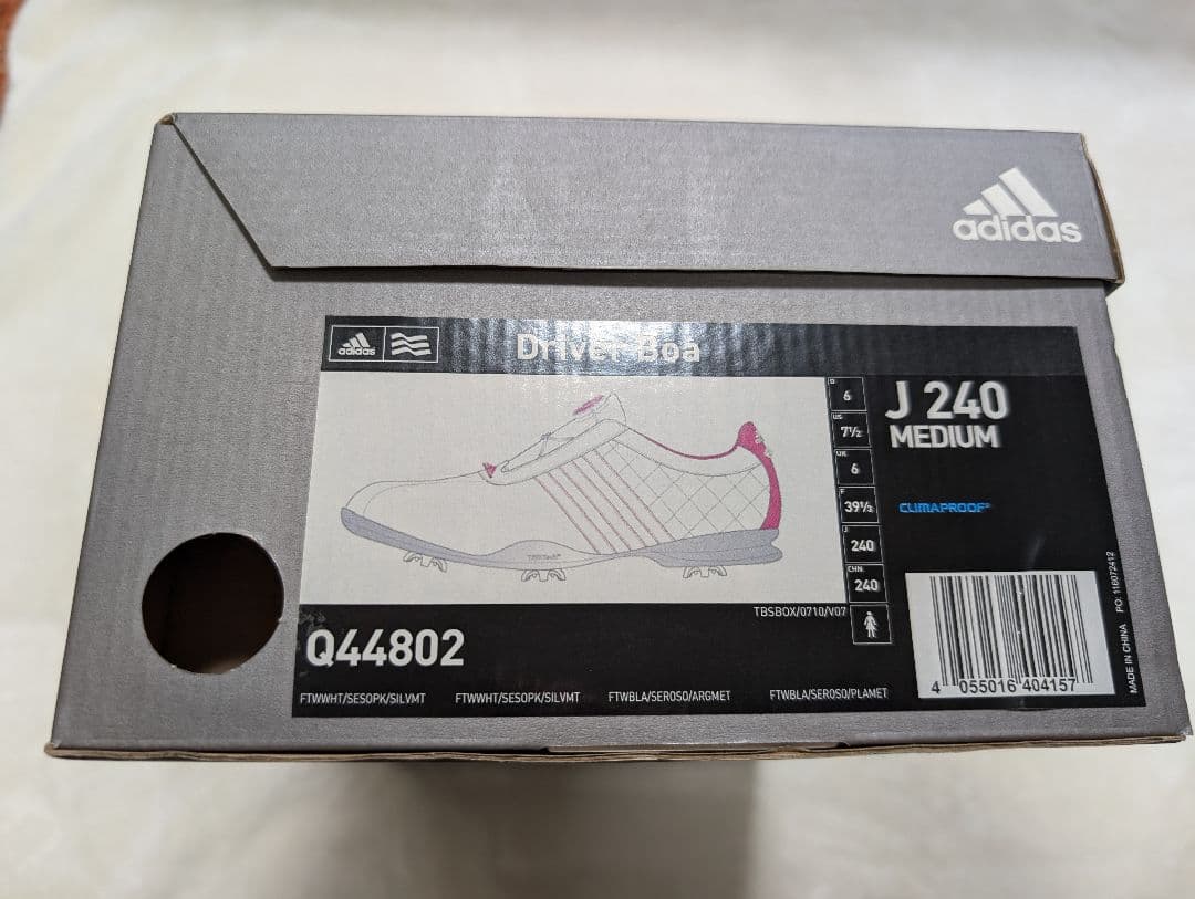 adidas Boaシステム ゴルフシューズ 24cm ホワイト/ピンク