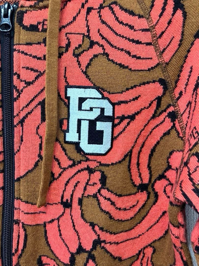 値下げ パーリーゲイツ オレンジ M 総柄 バナナ柄 フード付きフーディ