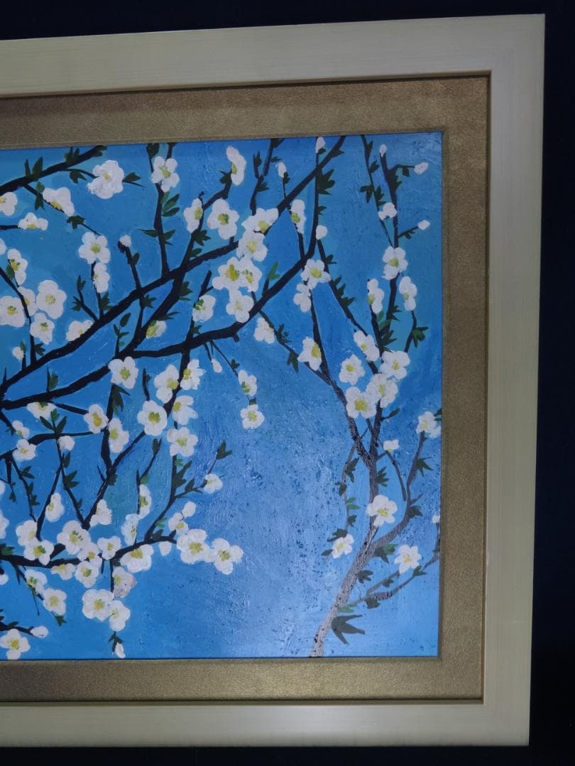 ル*ー様 山下清　大島桜　肉筆砂油彩画　紙本著色　額装　写真やコピーではない　y