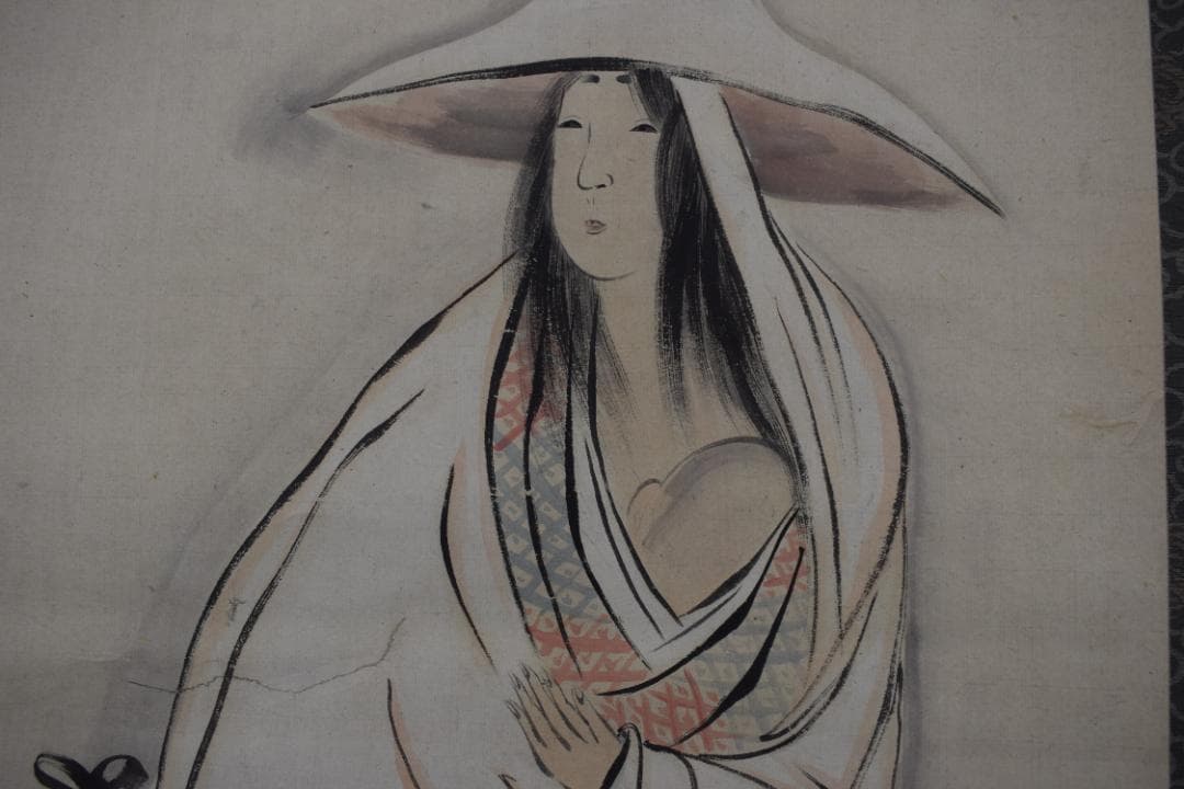 【真作】森徹山/常磐御前図/義経の母/掛軸☆宝船☆Z-404