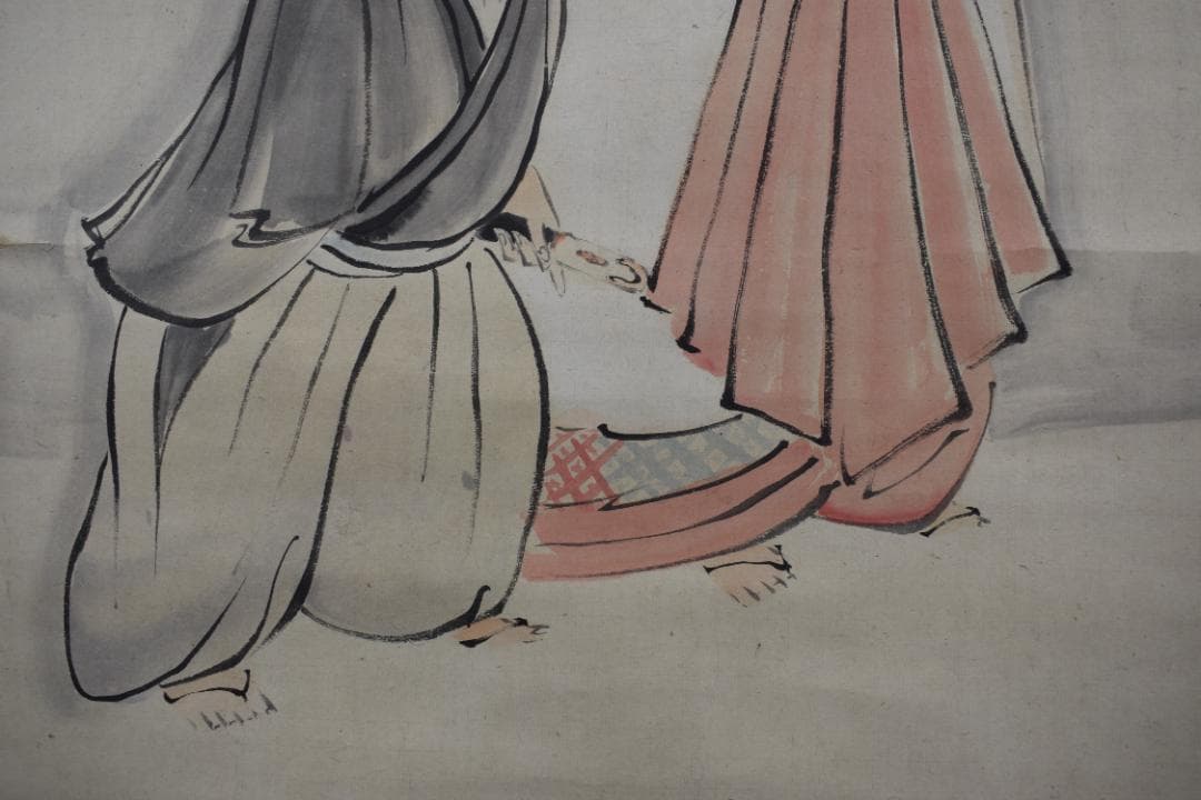 【真作】森徹山/常磐御前図/義経の母/掛軸☆宝船☆Z-404