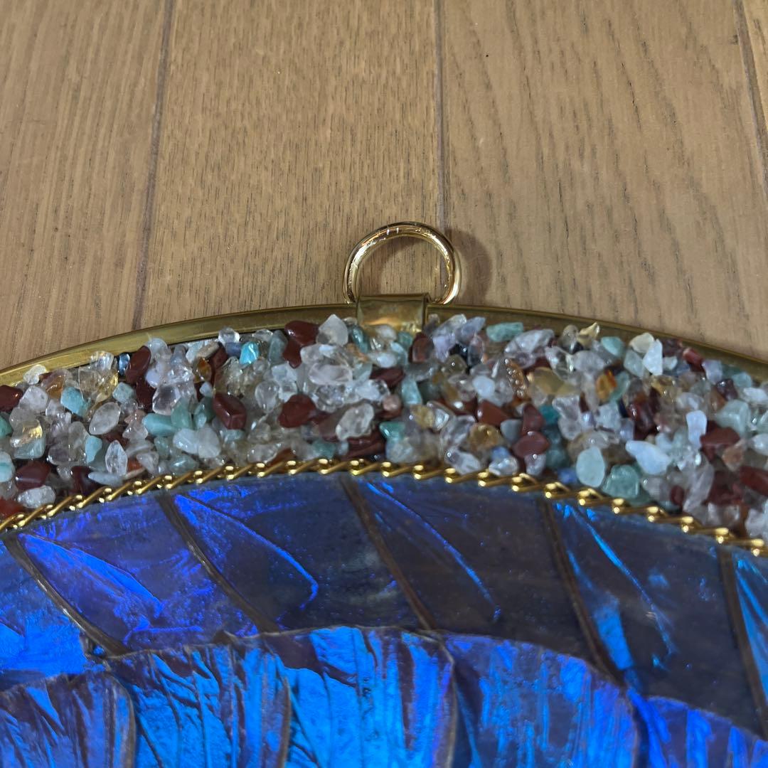 青色蝶　円形　壁掛け