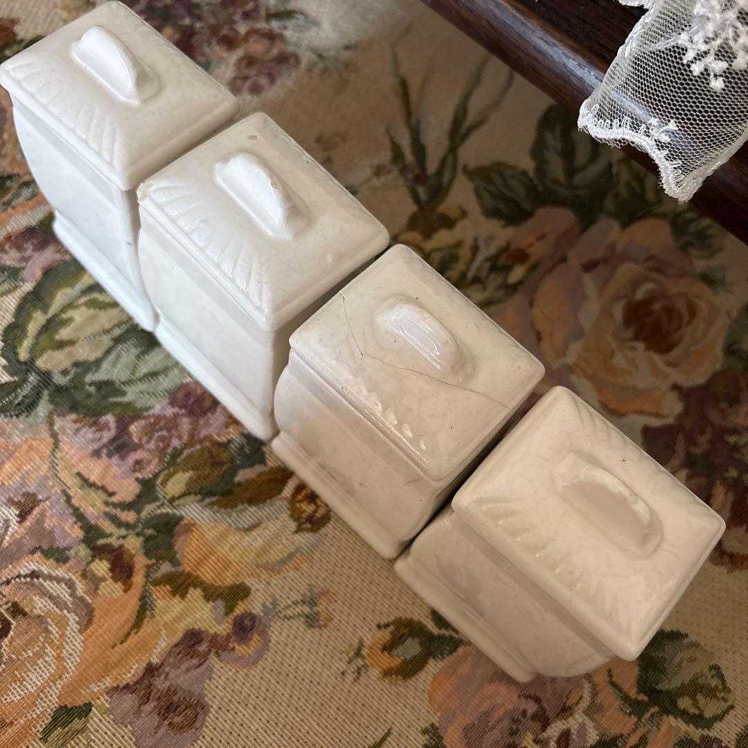 ドイツ　アンティーク　陶器スパイスセット 薔薇、花柄装飾柄