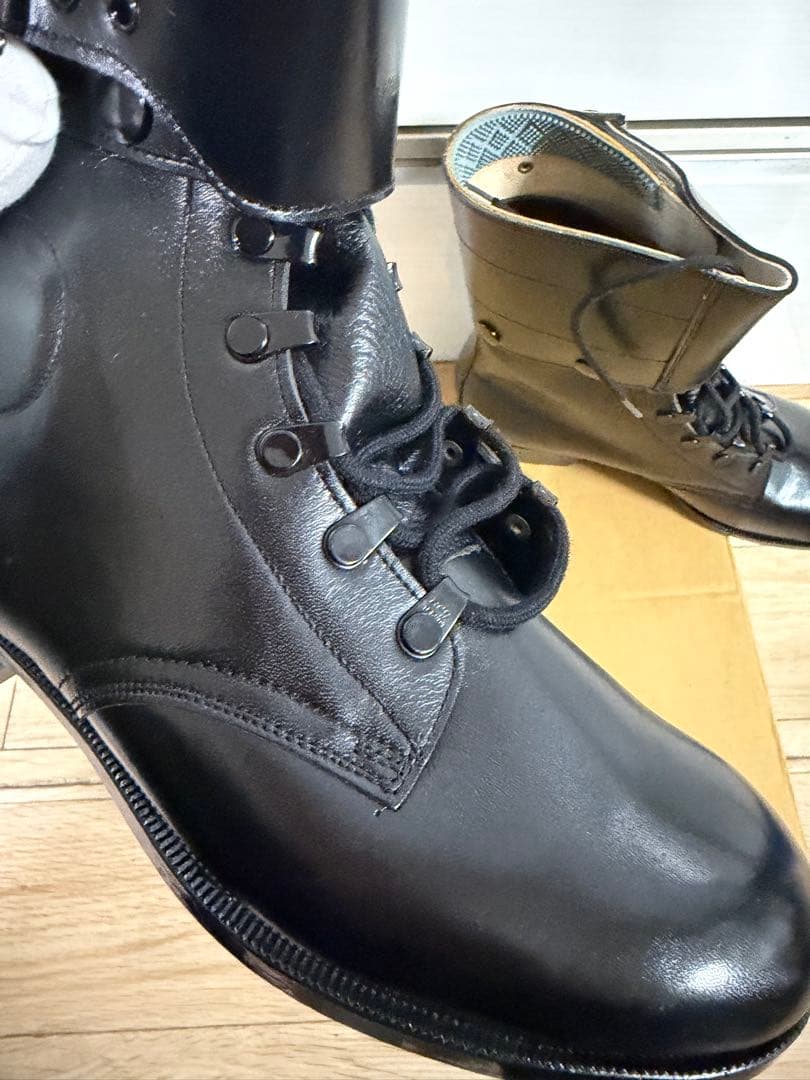 警察隊使用 編み上げブーツ 予備品 未使用 本革 25.5cm
