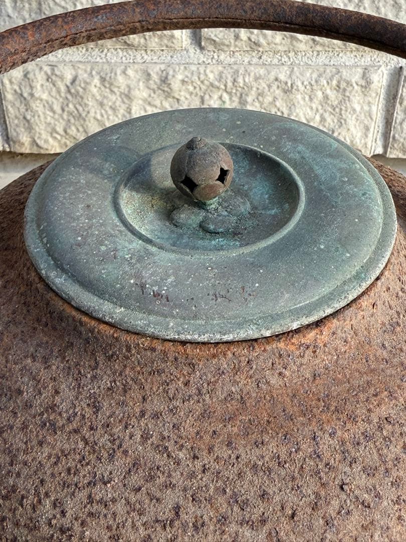 銘入り 時代鉄瓶 鉄製五徳台付き 古鉄瓶 茶道具 古道具 骨董