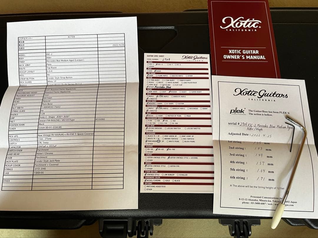 XoticギターXSC-2 5Aネック メルセデスブルーミディアムエイジド加工