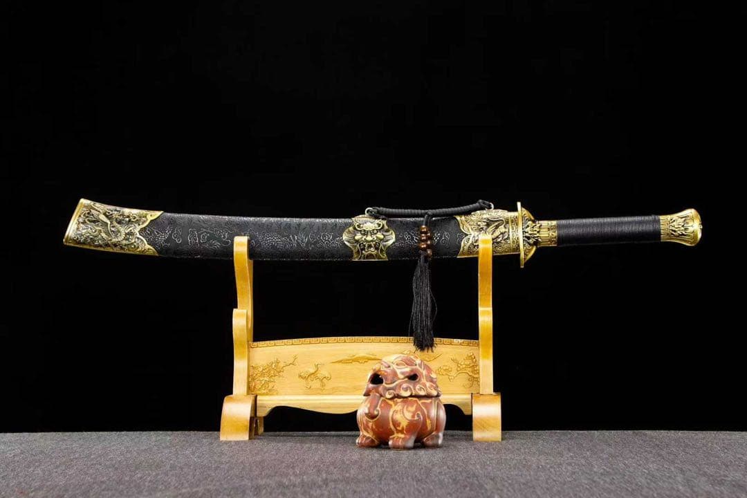 黒竜紋龍虎 美術刀 刀装具 模擬刀 日本刀 模造刀 武具 舞踊刀