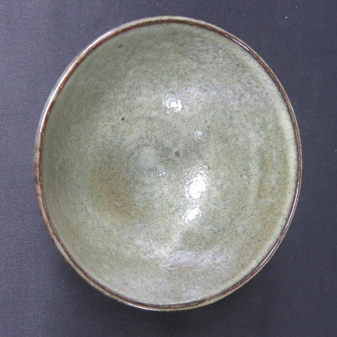 茶碗 灰釉 四酔窯 石崎光四郎 木箱 共箱 在銘 抹茶碗 茶器 茶道具