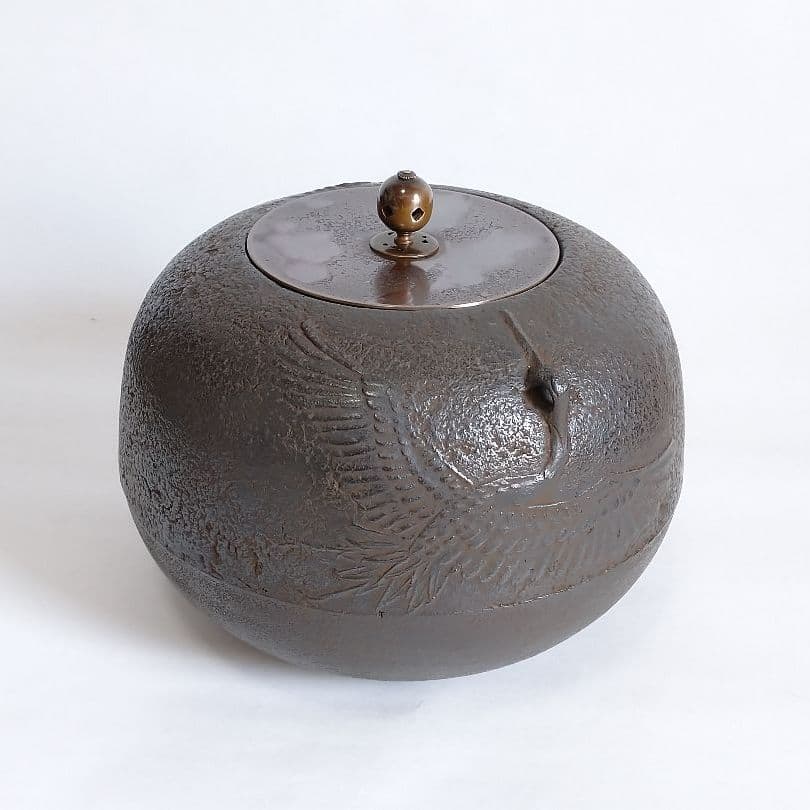 般若勘渓　鶴環付宝珠釜（風炉用）