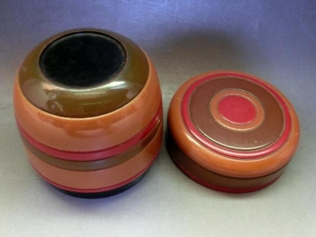 茶入■大海茶入れ こま塗り中棗 セット 独楽 古いお茶道具 時代物 骨董品■