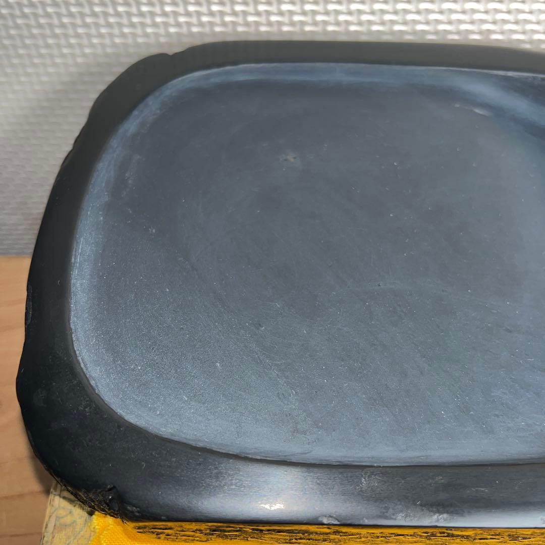 ⭕️雨端硯　文明堂製　鰍沢　甲州銘石　自然硯　1.8Kg 超　四六寸大　石紋綺麗