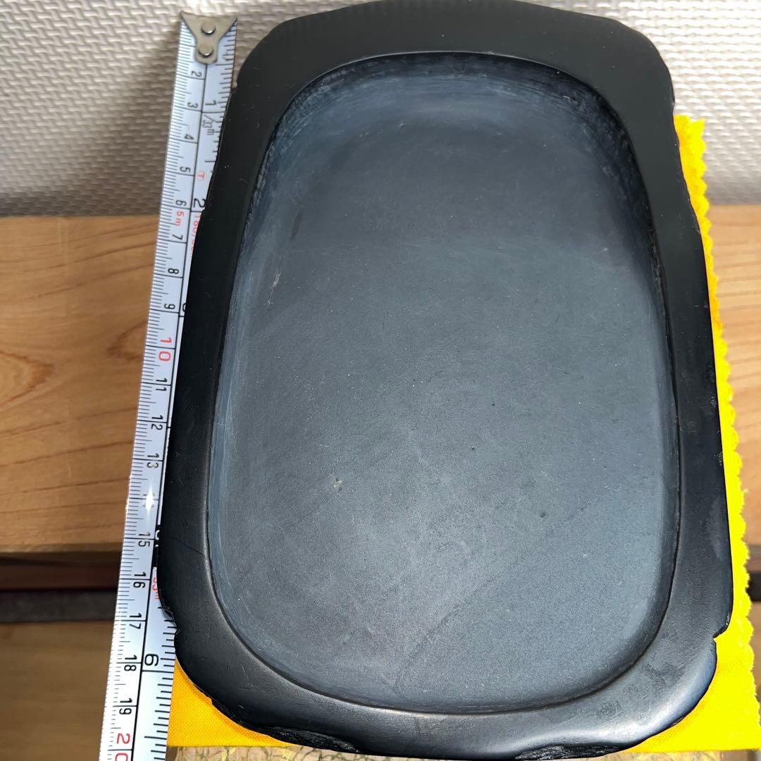 ⭕️雨端硯　文明堂製　鰍沢　甲州銘石　自然硯　1.8Kg 超　四六寸大　石紋綺麗