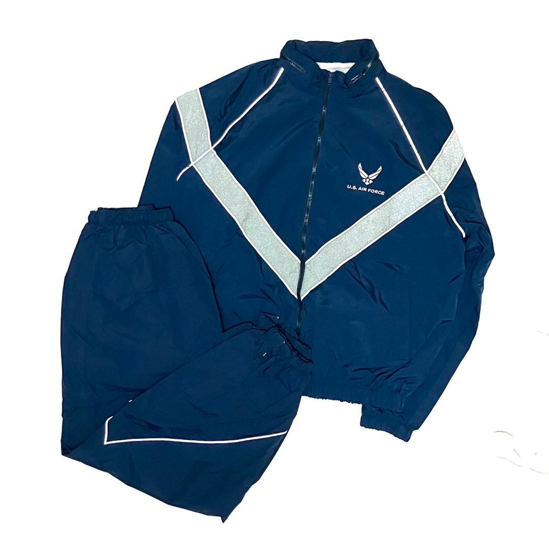 希少XXL USAF ナイロン トレーニングユニフォームセットアップ ネイビー