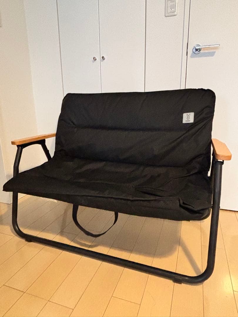 【美品】DOD 2人掛け折りたたみチェア（グッドラックソファ）_ブラック