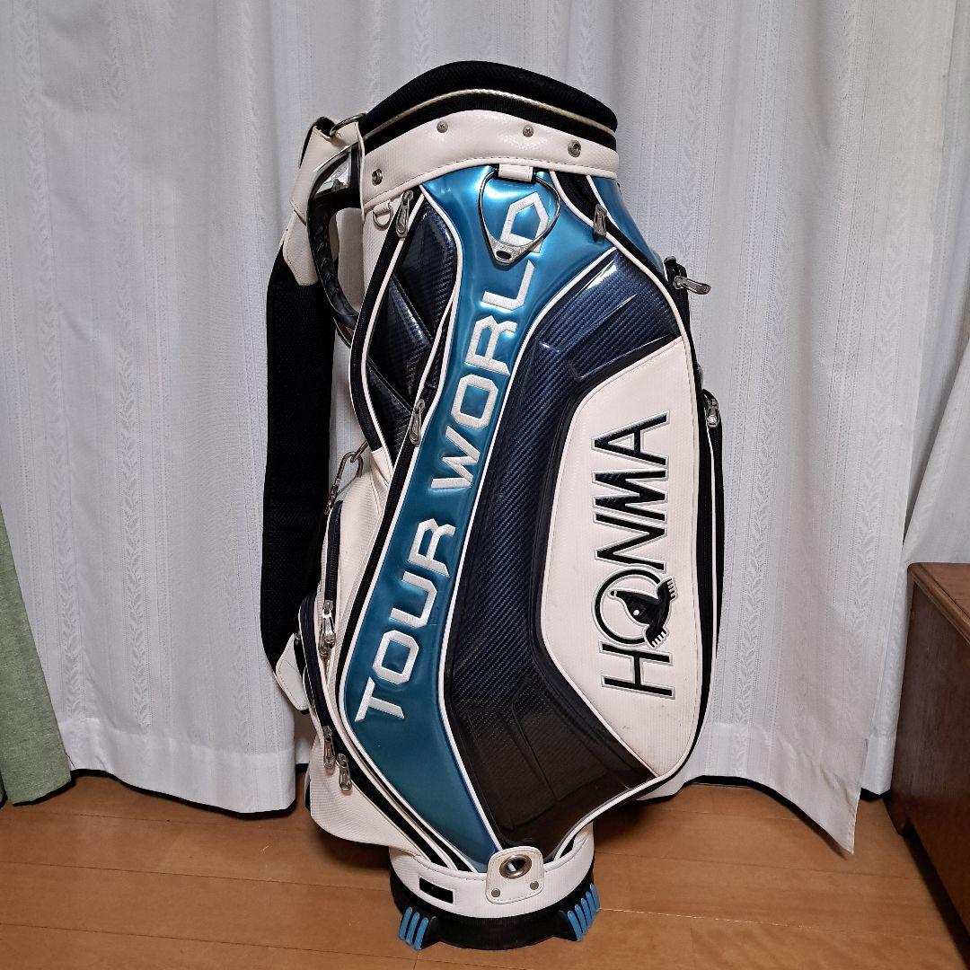 HONMAツアーワールドキャディバッグ-9.5インチ。フード付き（フードは美品)