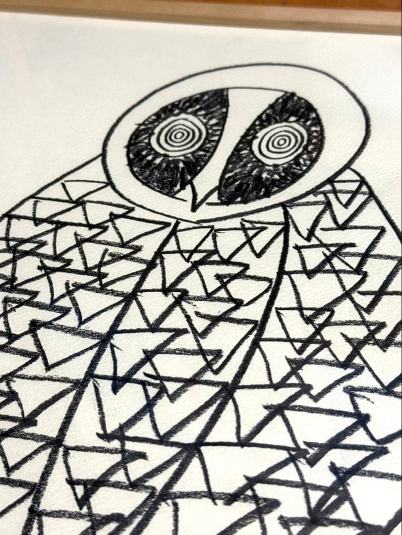 【原画】山口一郎 手描き原画 フクロウ（幸福の象徴）M