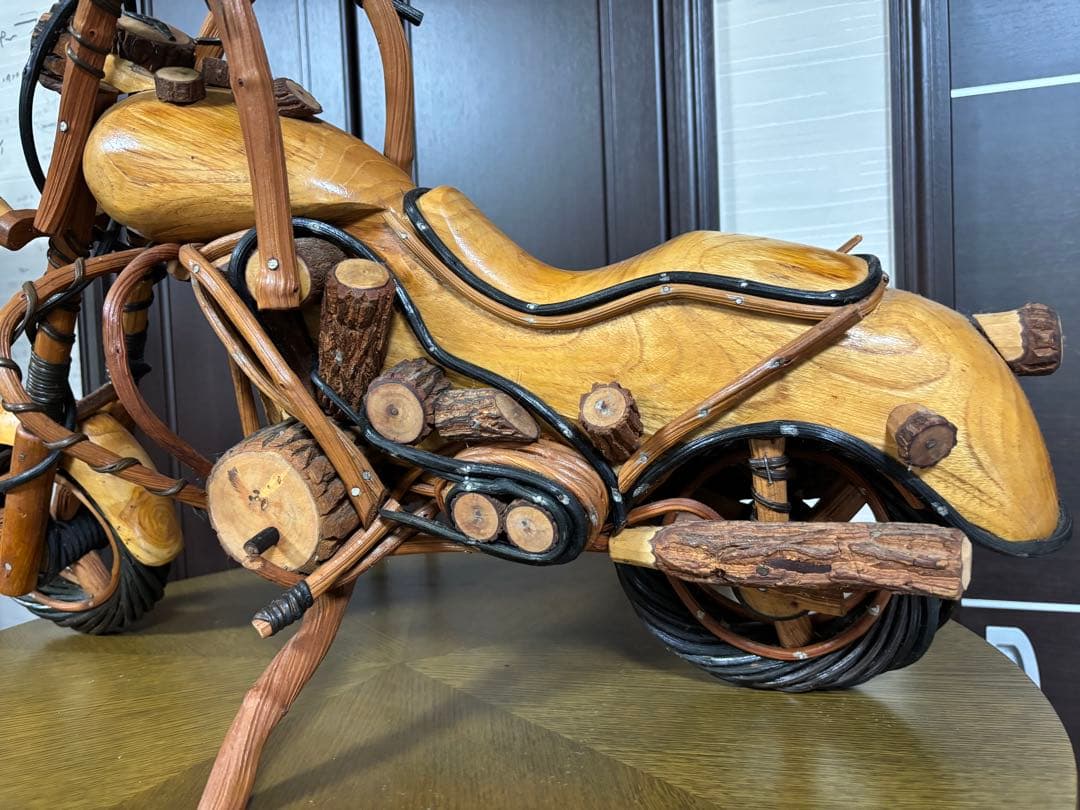 木製バイク置物　天然木　装飾品コレクターズアイテム　ハーレーダビットソン70cm