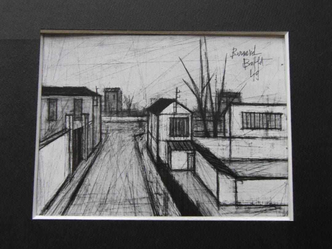 ベルナール・ビュッフェ、「Banlieue」、希少画集の額装画、人気作品