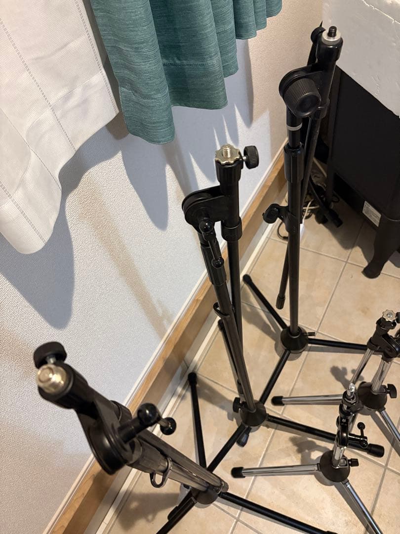 マイクスタンド 5本セット 黒と銀　ショート　ロング