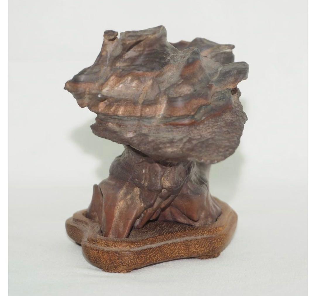 送料無料水石愛好家蔵品放出 山水石鑑賞石 天然石 盆石 奇石 茶道具置物　唐木台