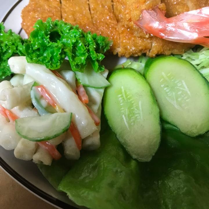 食品サンプル エビフライ トンカツ 卵とじ キャベツ千切り 胡瓜　部分パーツ売り