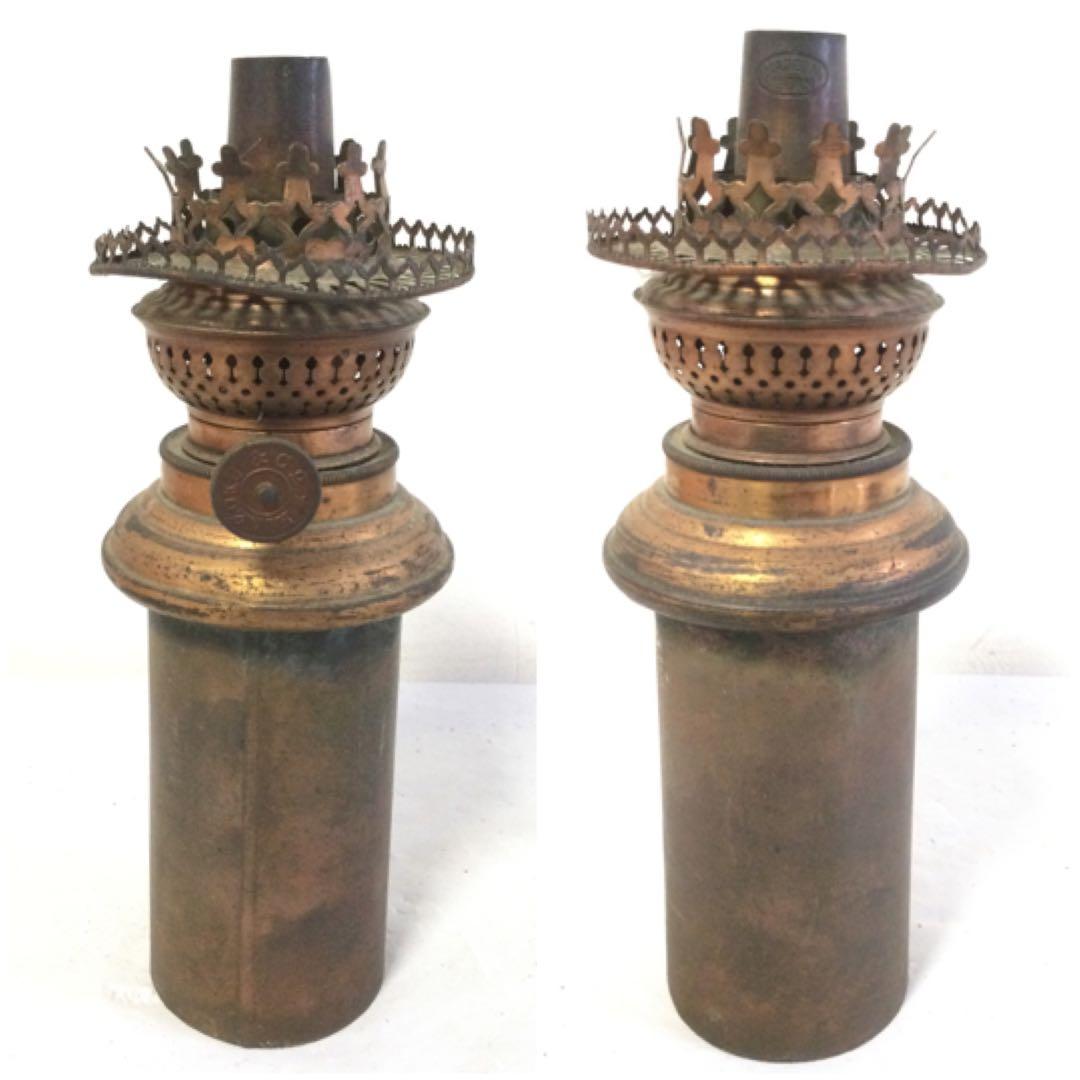 大正レトロ オイルランプ 竹筒台 座敷ランプ 丸ホヤ M