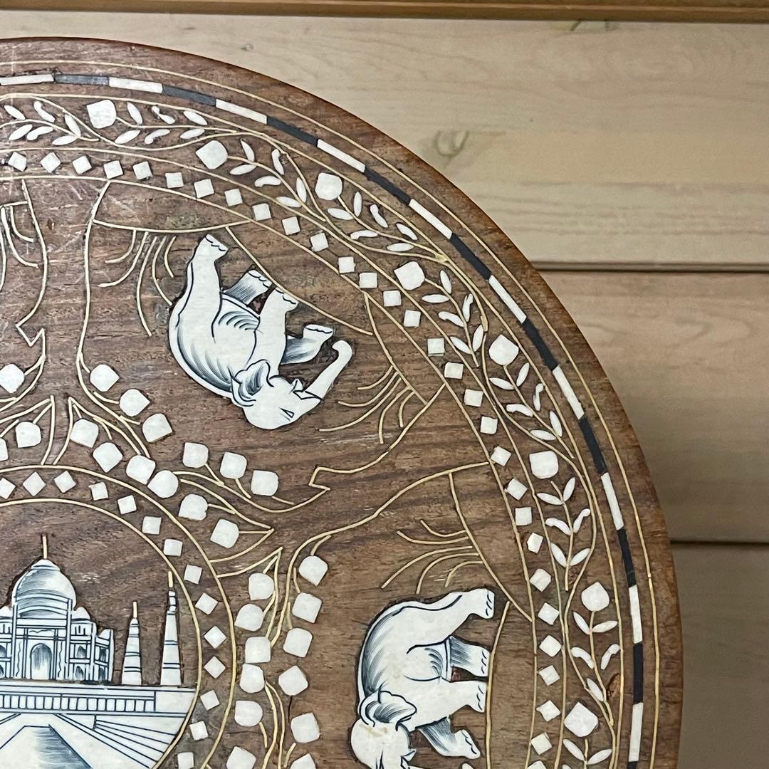 アンティーク　花台　タージマハル　猫足　アジアン