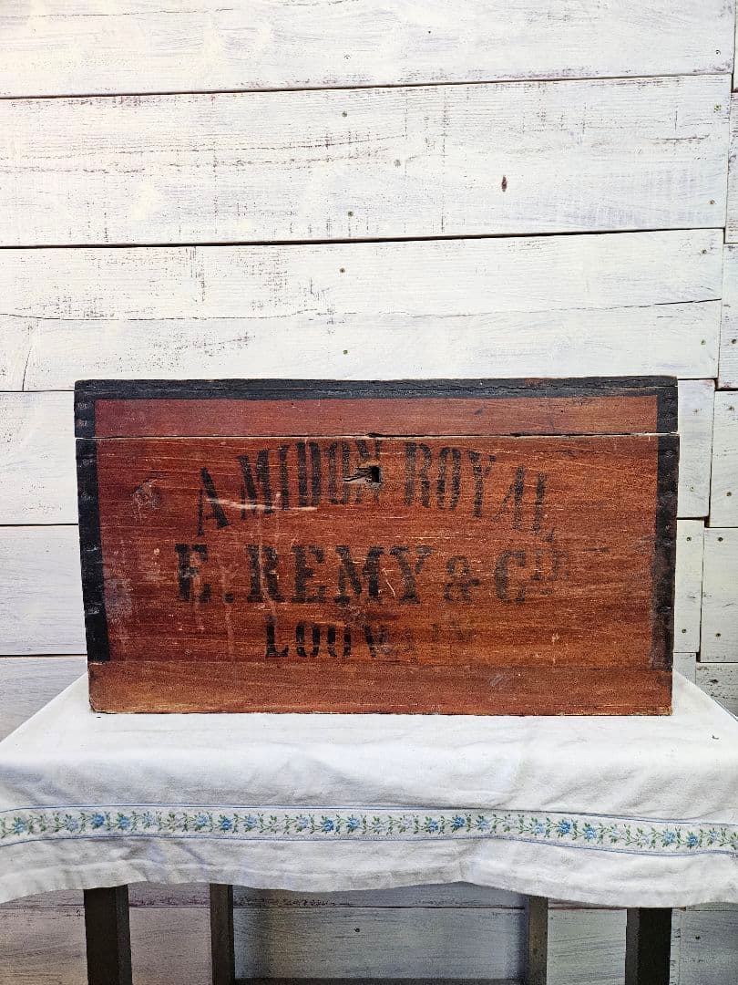 フランスアンティーク 古い木箱 AMIDON  シャビー 宝箱 収納