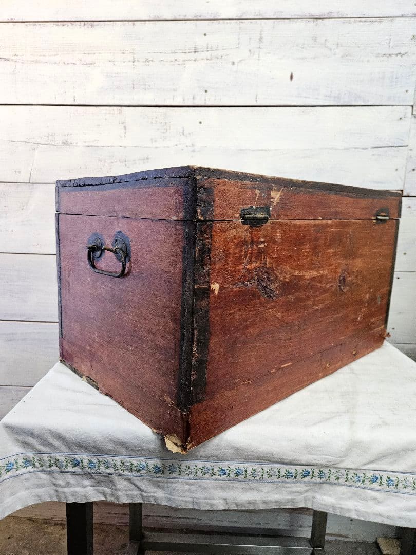 フランスアンティーク 古い木箱 AMIDON  シャビー 宝箱 収納