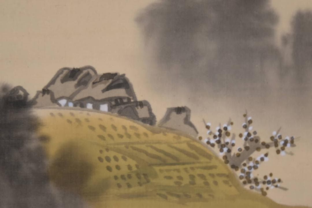 【真作】江坡/田家早梅図/山水梅花図/掛軸/名家伝来/AA-918