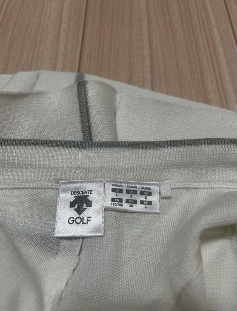デサントゴルフ レディース ニットスカート プリーツ ホワイト グレー Lサイズ