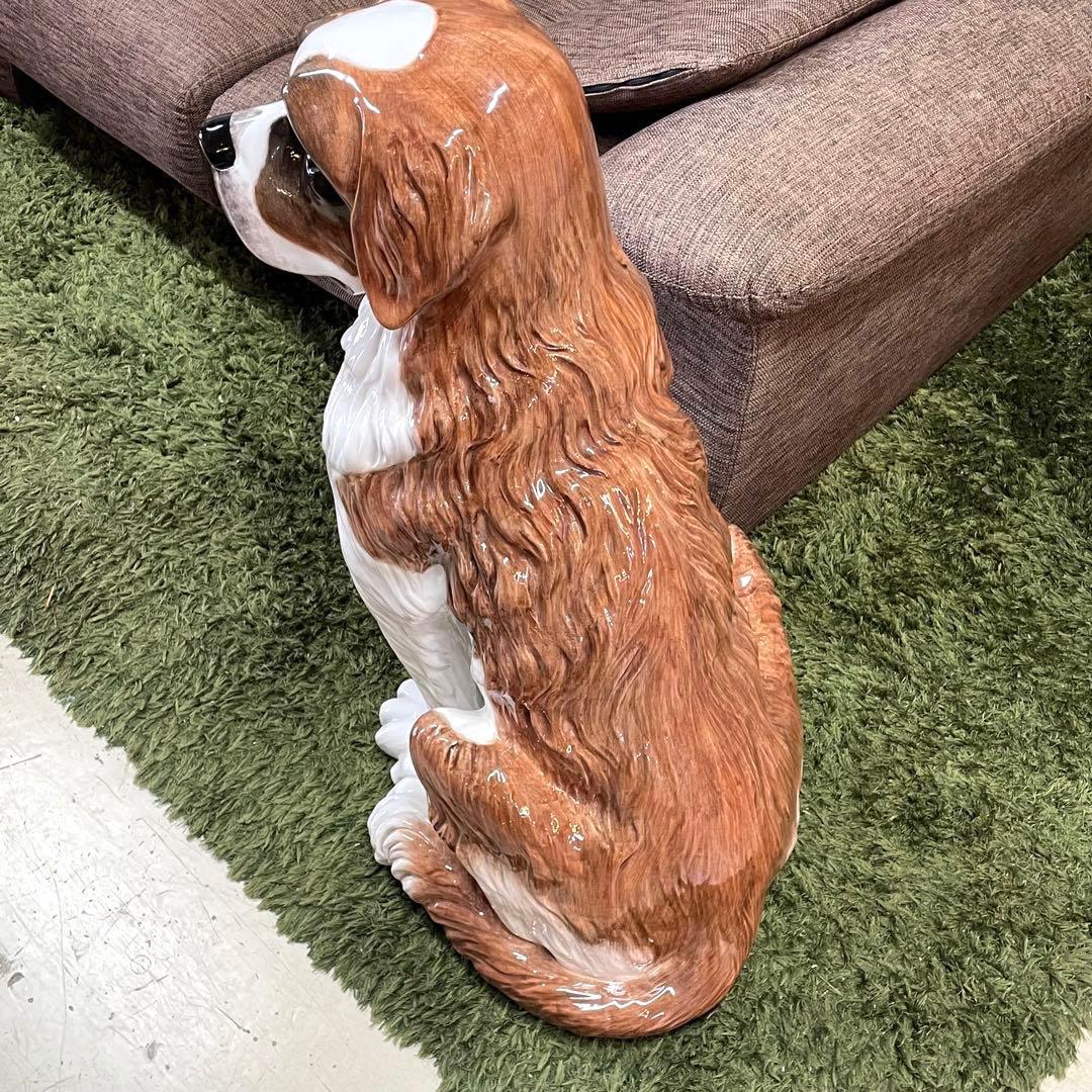 【イタリア製】セントバーナード　置き物　オブジェ　等身大　陶器　犬