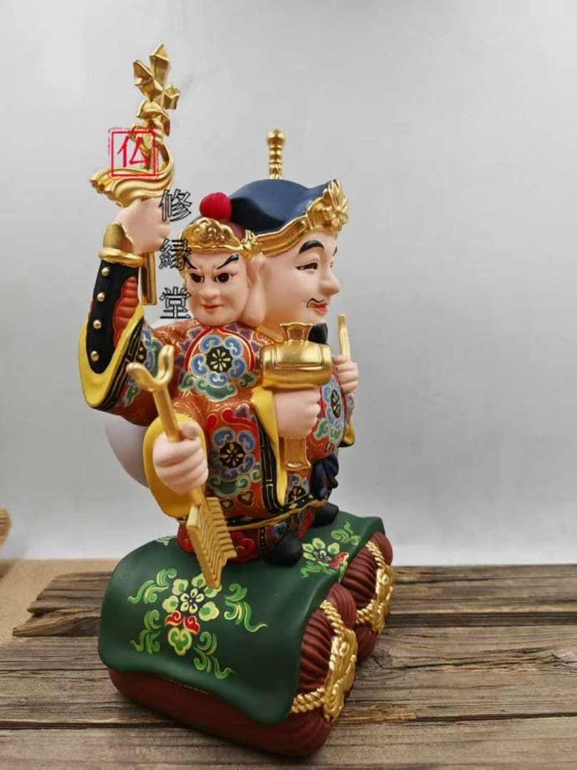 【修縁堂】30CM大きいサイズ 三面 塗り絵です 大黒天 古美術品