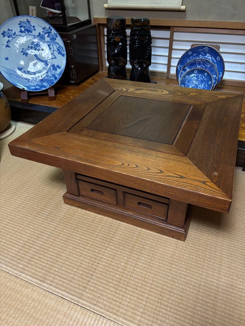 木製 四角形座卓 引き出し付き