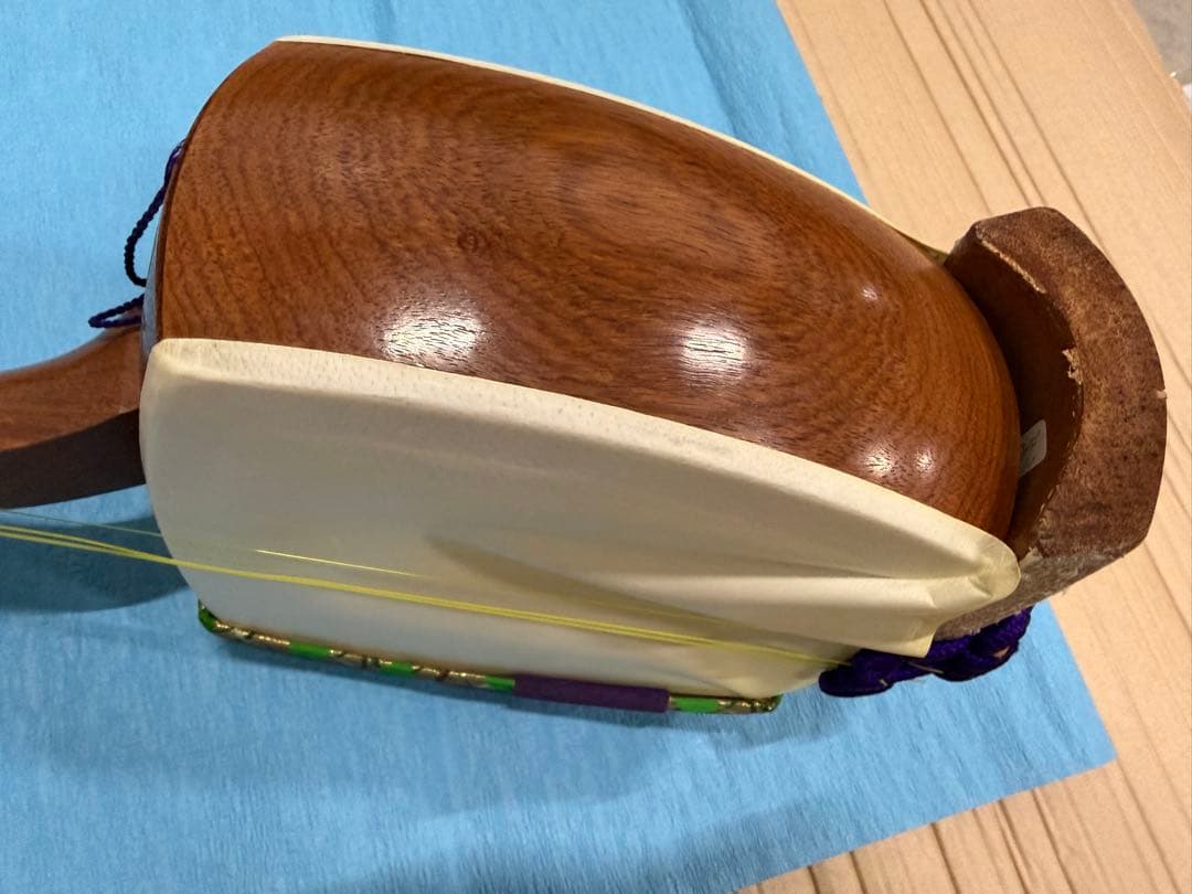 三味線本体 3弦 木製 花柄装飾