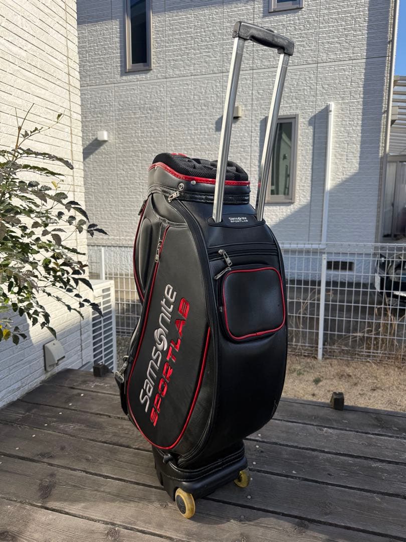 サムソナイト　キャディバッグ キャスター付 ブラック ゴルフバッグ キャリー付