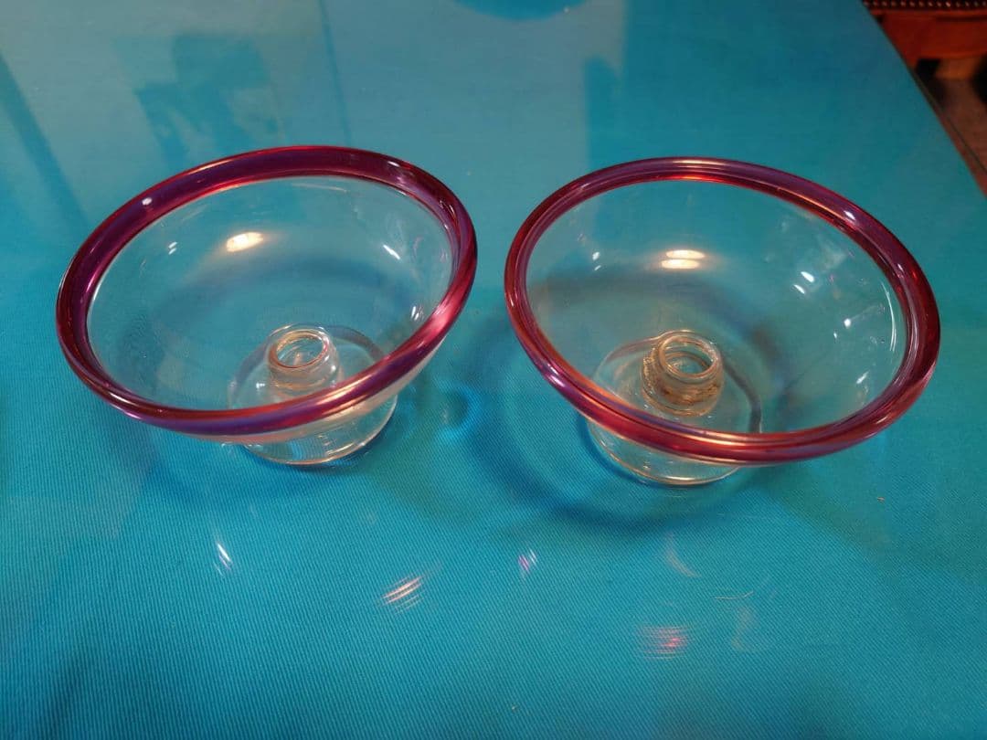 氷コップ 乳白色 吹きガラス 大正ロマン レトロ 赤 4個セット