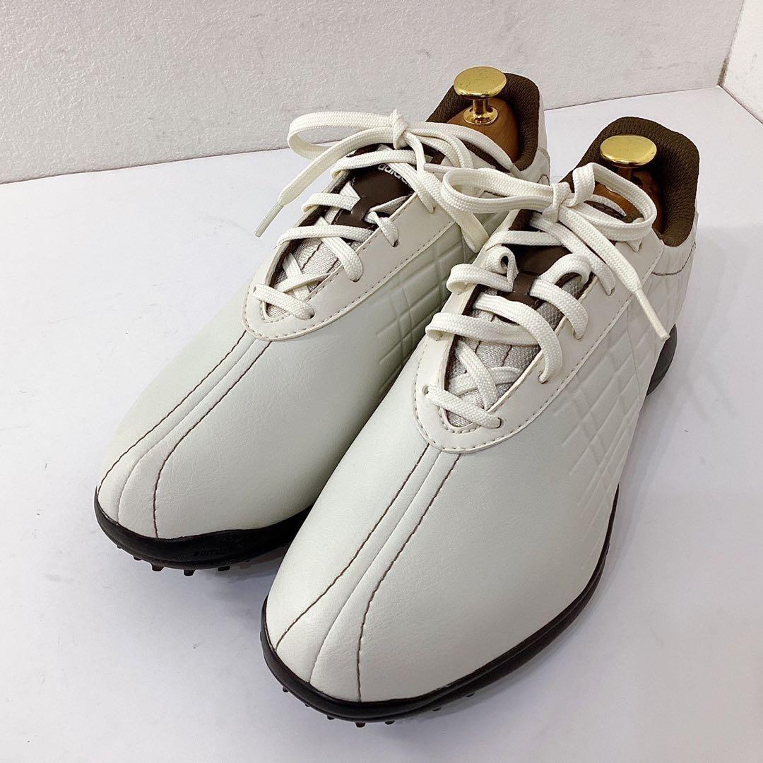 新品未使用✨adidas アディダス ゴルフシューズ 24.5cm 白 ブラウン