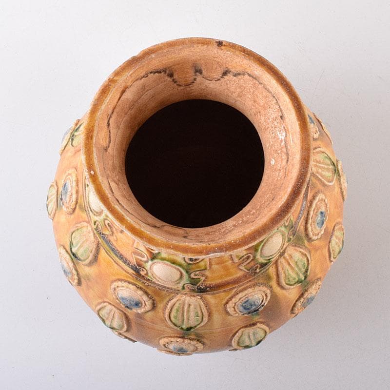 中国　唐三彩　蓋壷　飾壷　C　R8561H